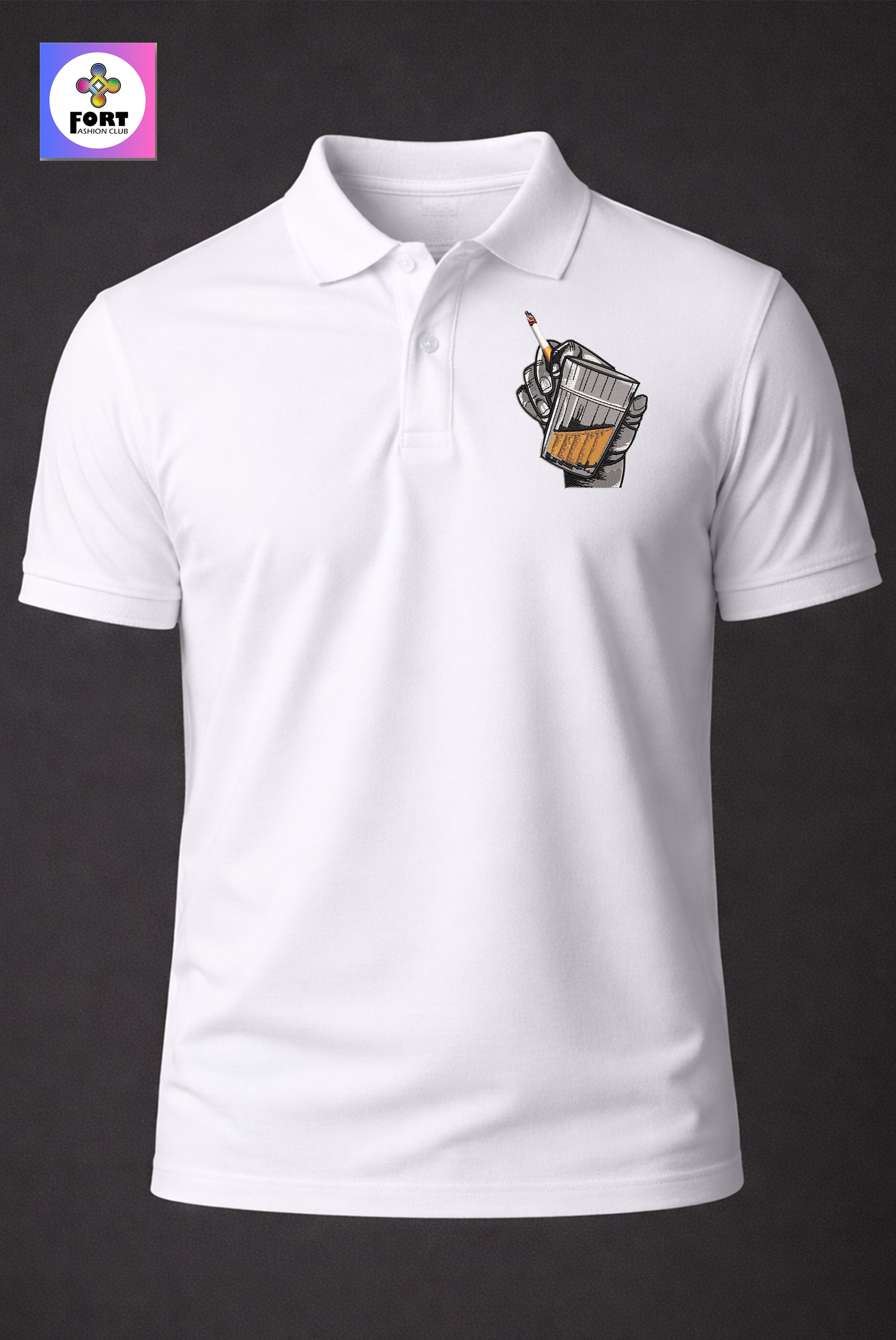 CRAZY EMBROIDERY UNISEX (COLLAR) T-SHIRT - ENERGY FORT FASHION CLUB