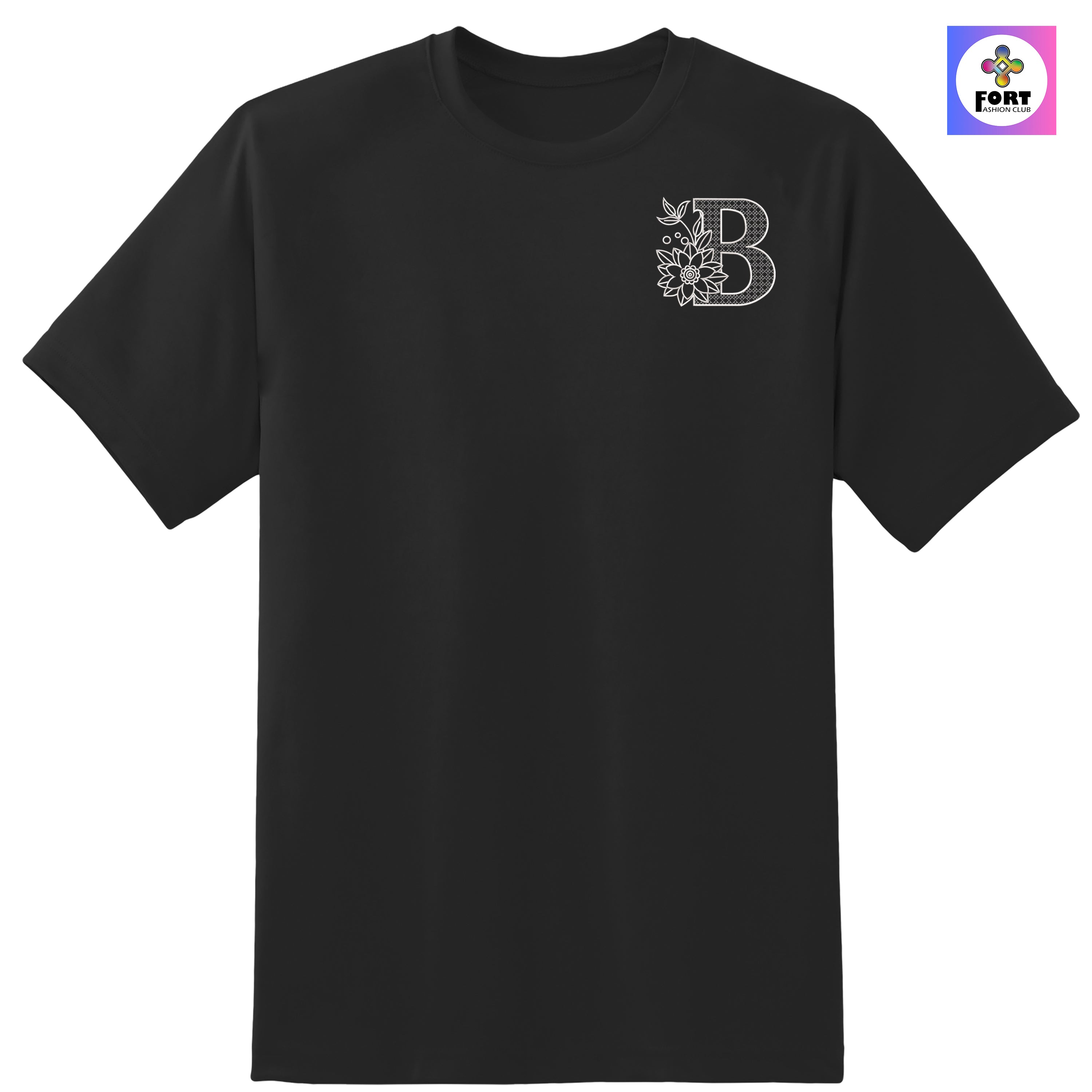 RADIUM THREAD PREMIUM  ALPHABET EMBROIDERY T-SHIRT