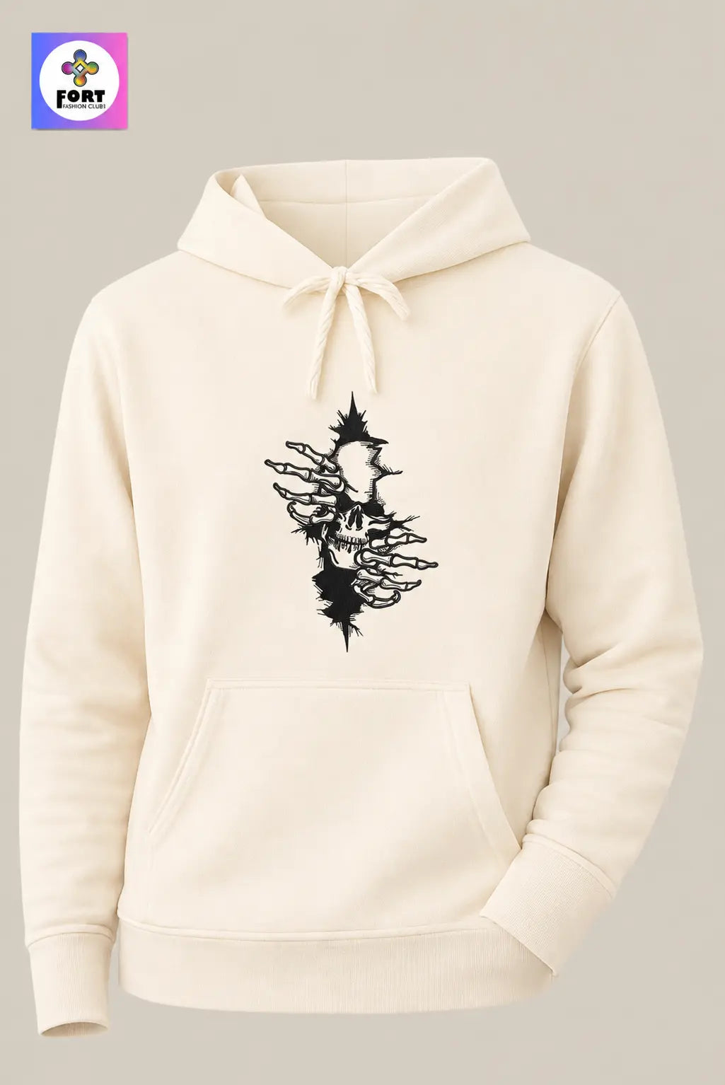 Crazy Embroidery Unisex Hoodie – Arty Skull