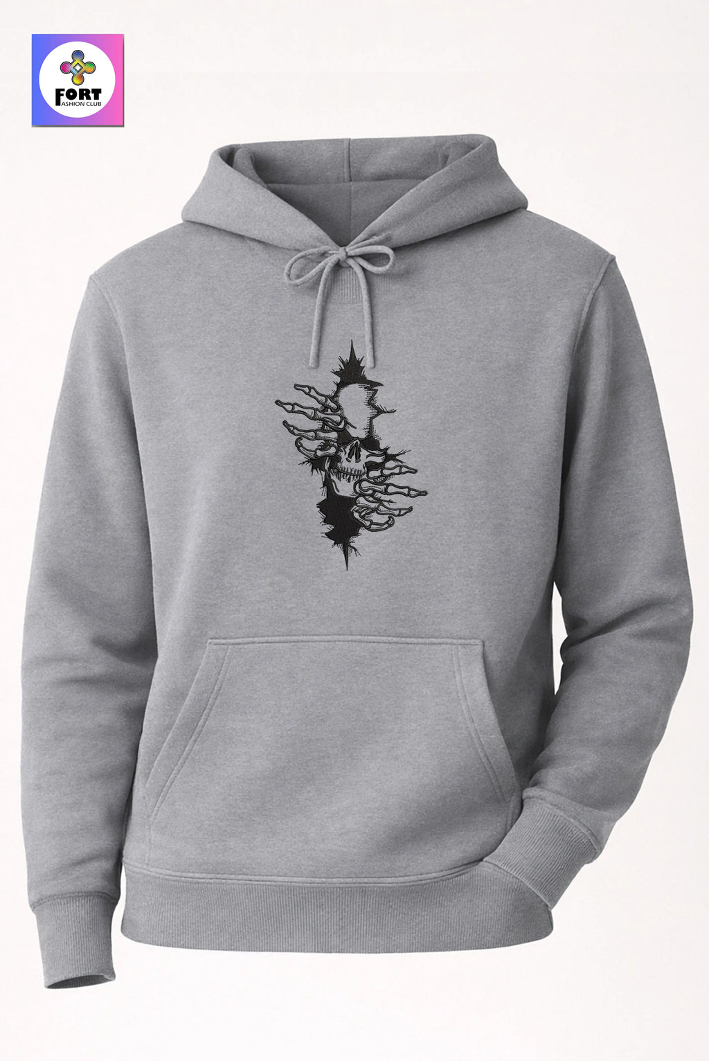 Crazy Embroidery Unisex Hoodie – Arty Skull