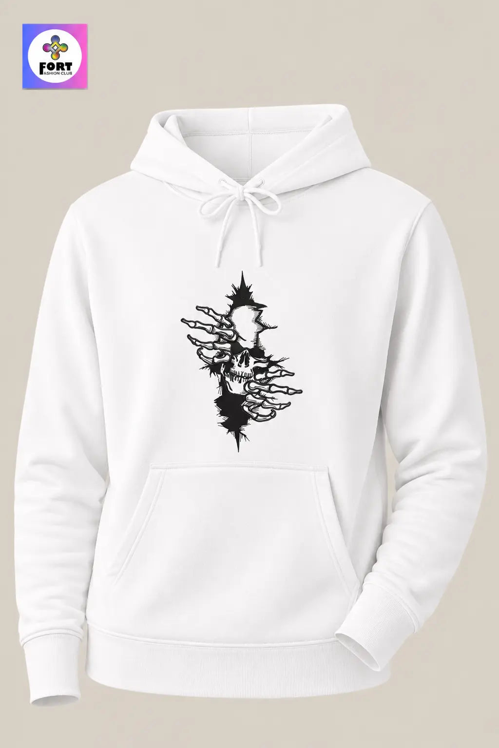 Crazy Embroidery Unisex Hoodie – Arty Skull