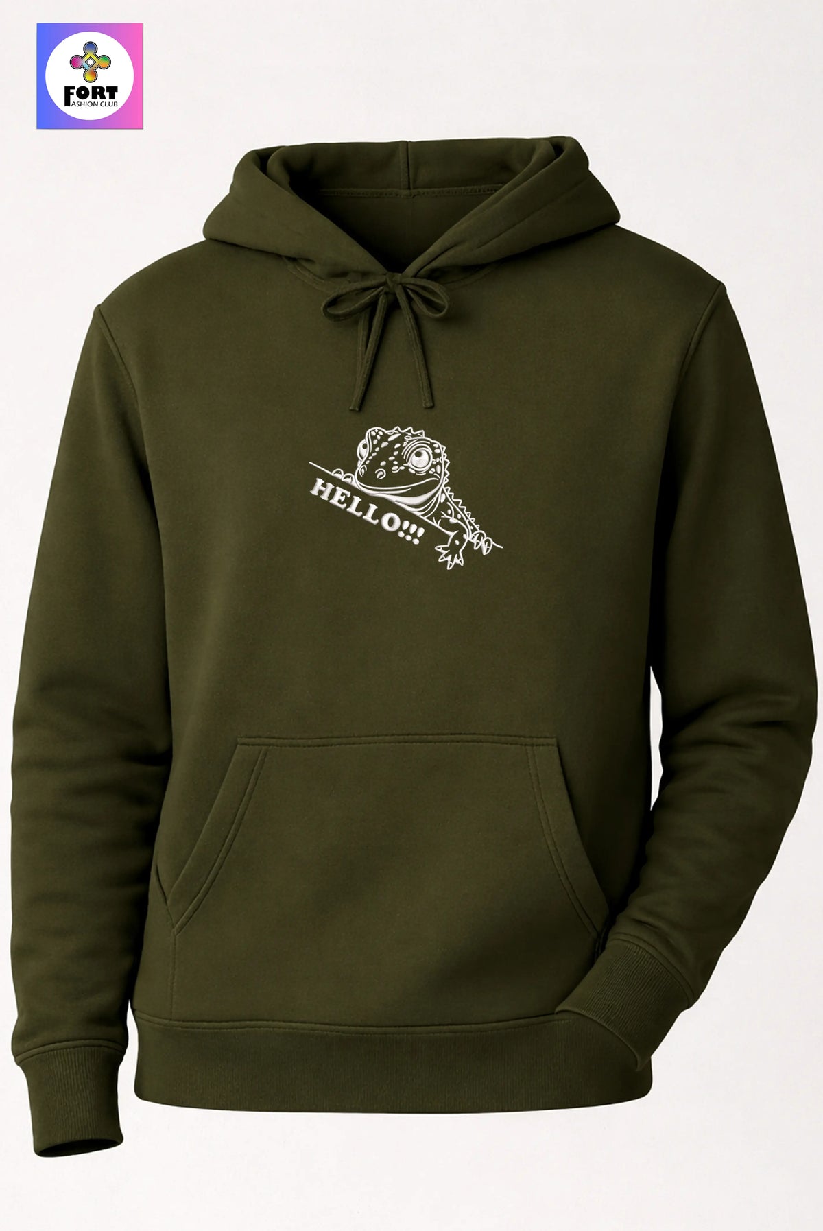 Crazy Embroidery Unisex Hoodie – Lizard
