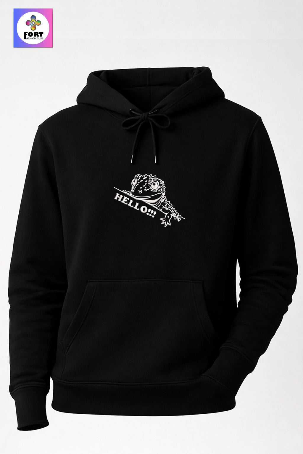 Crazy Embroidery Unisex Hoodie – Lizard