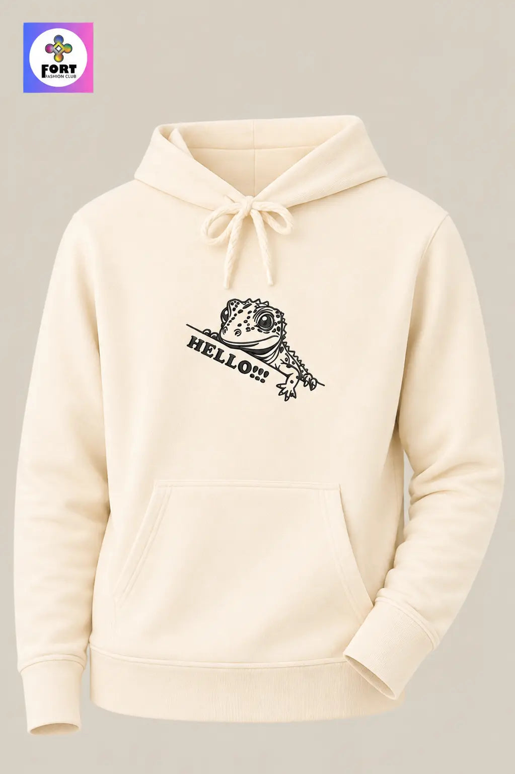 Crazy Embroidery Unisex Hoodie – Lizard