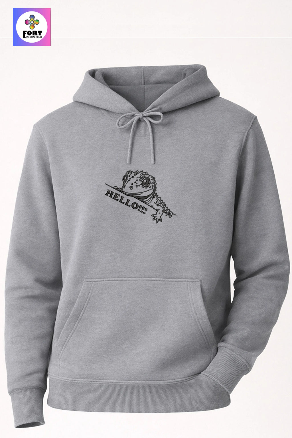 Crazy Embroidery Unisex Hoodie – Lizard