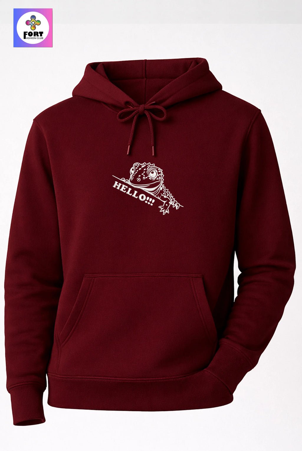 Crazy Embroidery Unisex Hoodie – Lizard