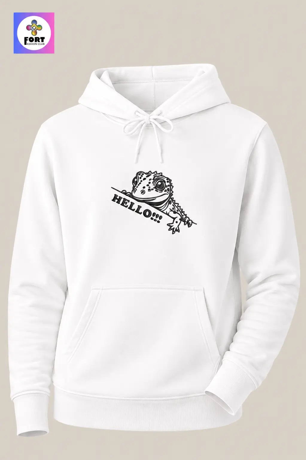 Crazy Embroidery Unisex Hoodie – Lizard