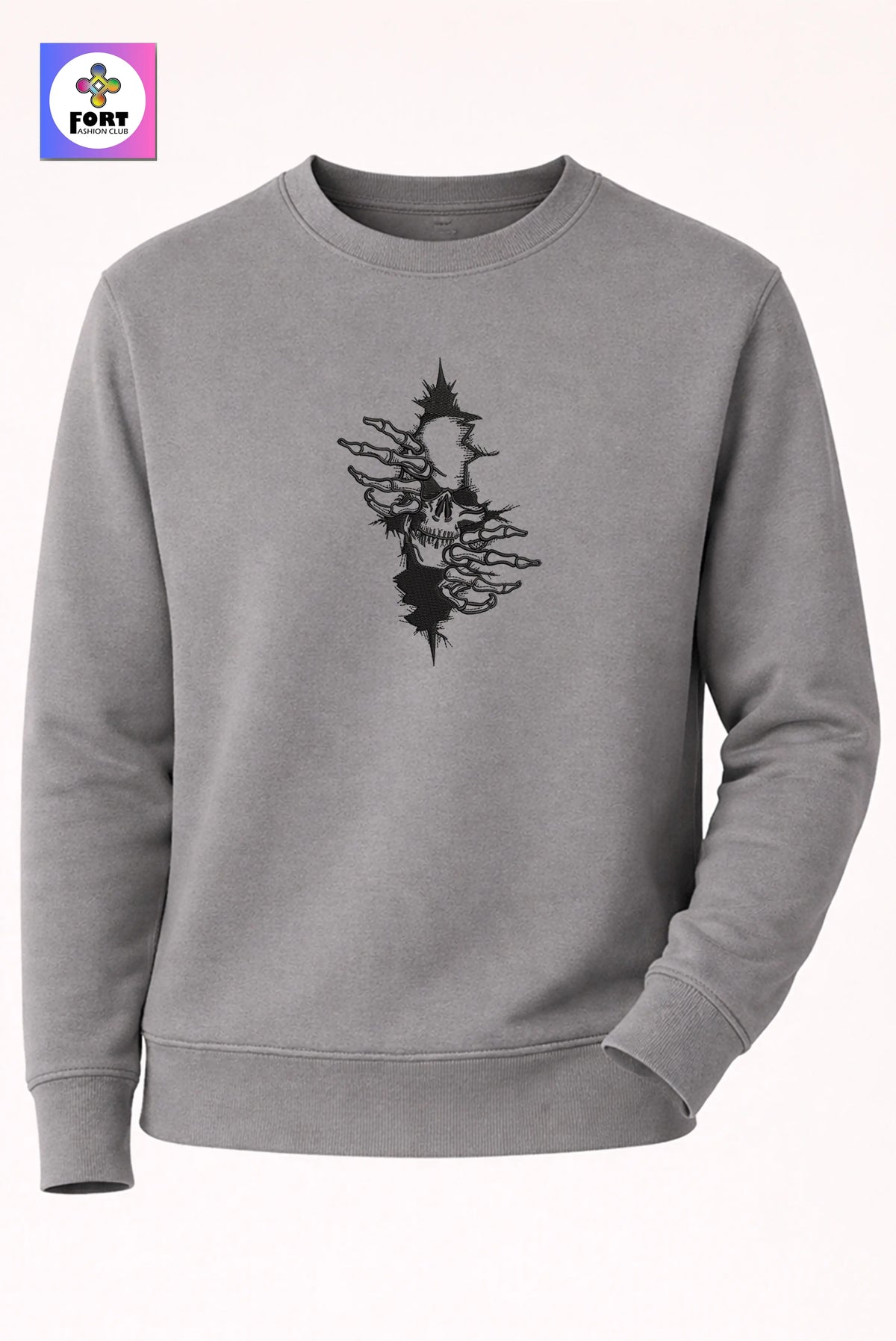 Crazy Embroidery Unisex Sweatshirt Arty Skull