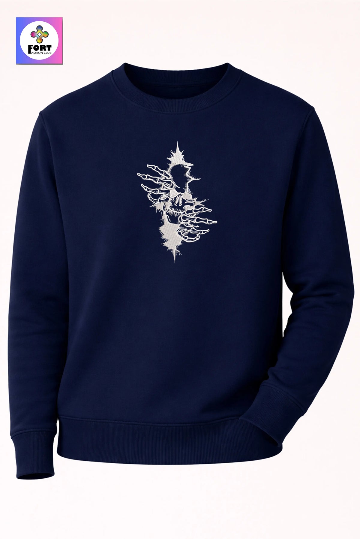 Crazy Embroidery Unisex Sweatshirt Arty Skull