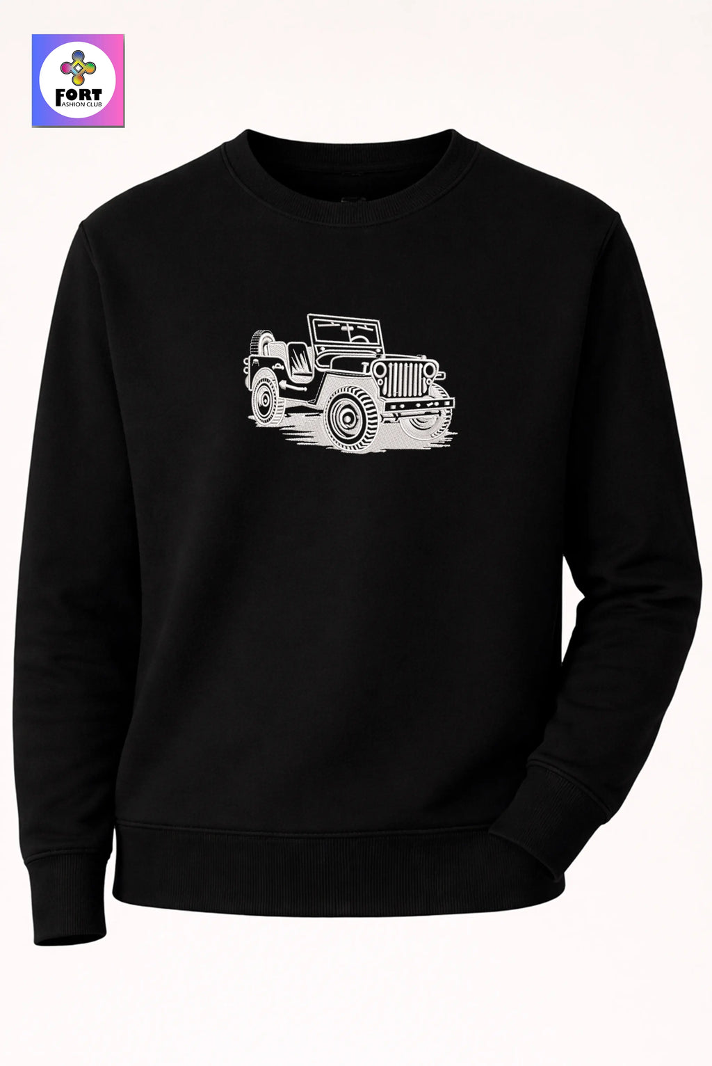 Crazy Creative Embroidery Unisex Sweatshirt Jeep