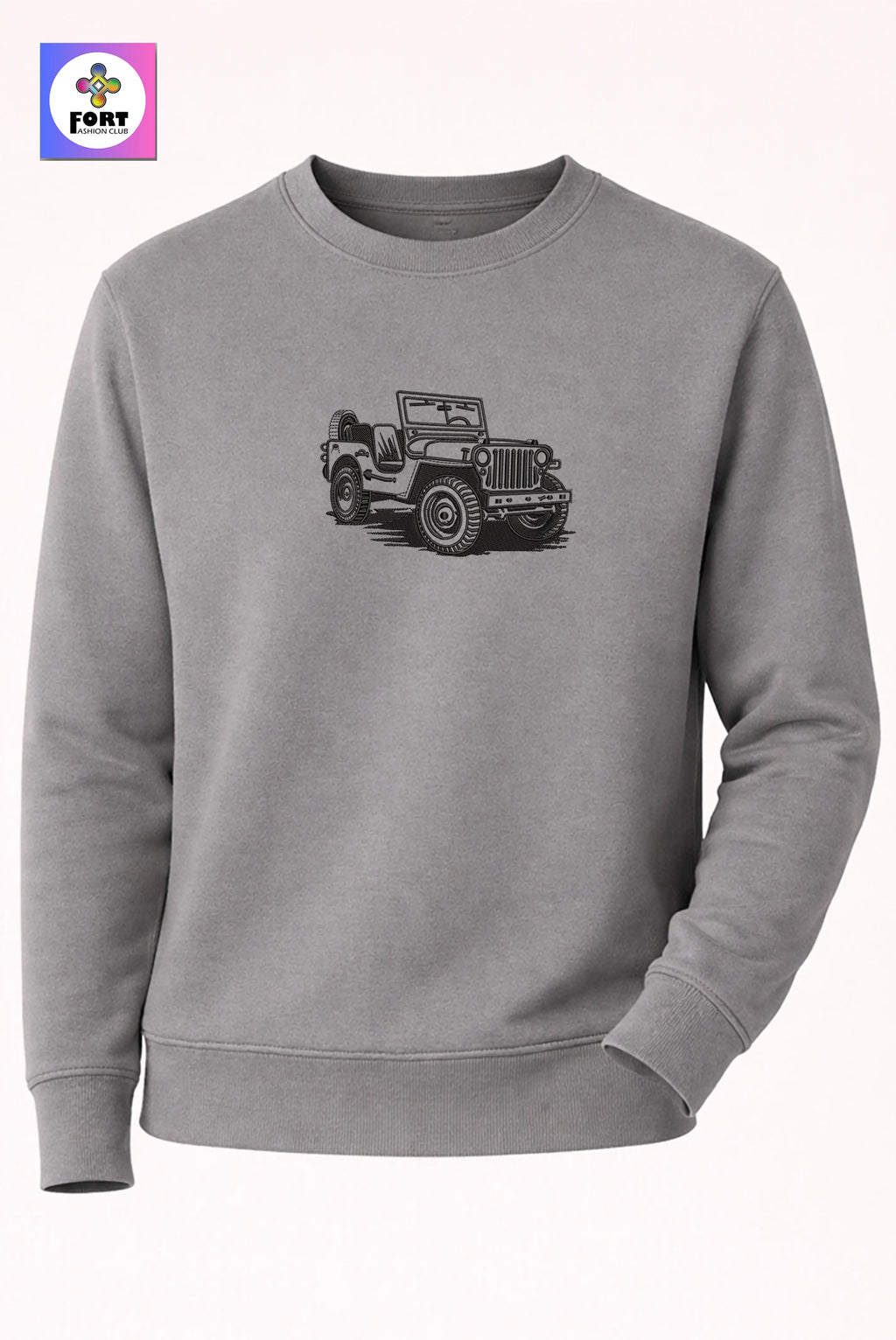 Crazy Creative Embroidery Unisex Sweatshirt Jeep