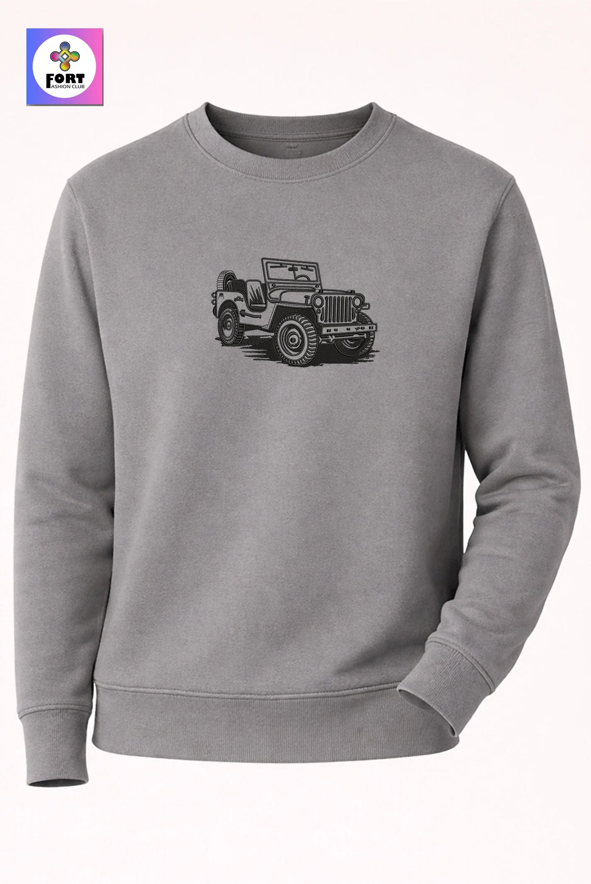 Crazy Creative Embroidery Unisex Sweatshirt Jeep