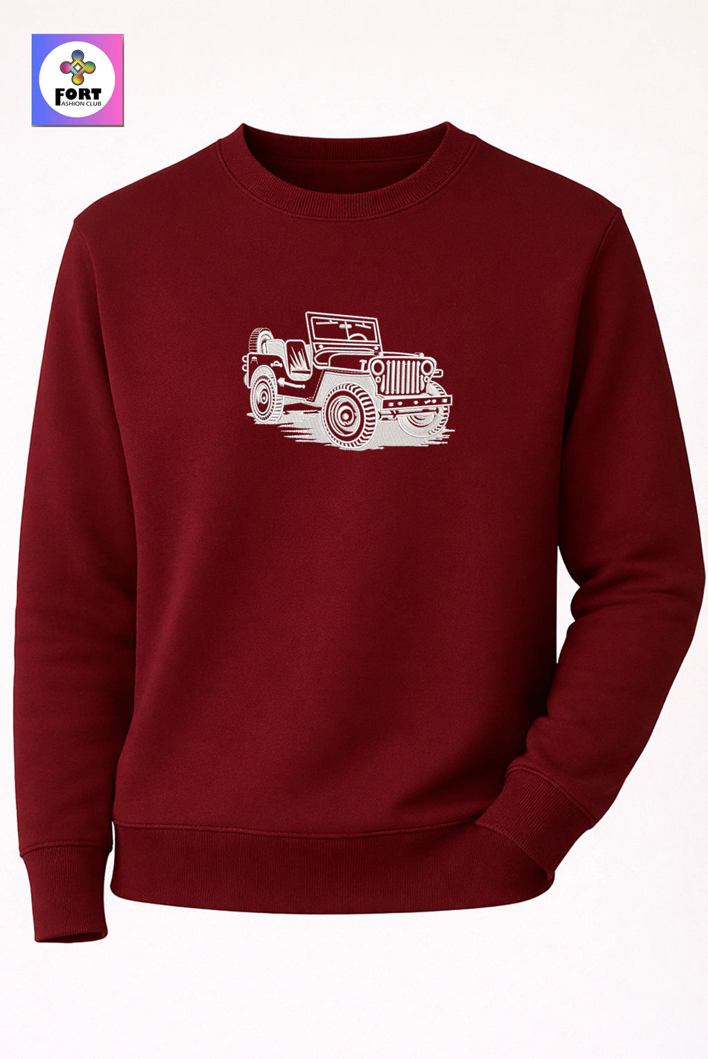 Crazy Creative Embroidery Unisex Sweatshirt Jeep