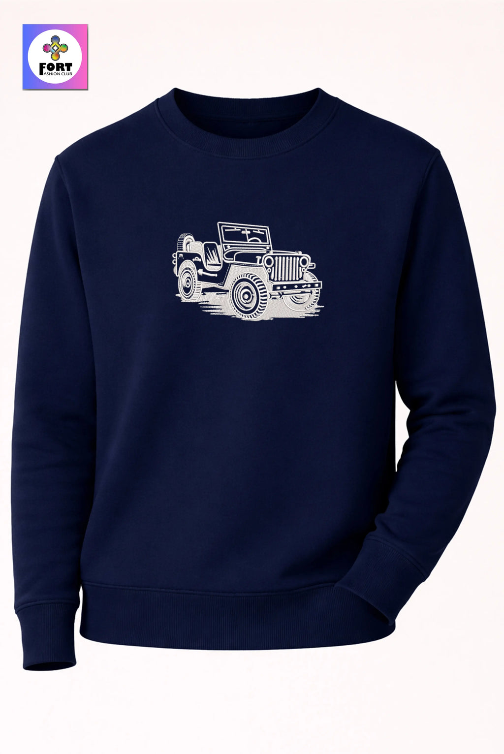 Crazy Creative Embroidery Unisex Sweatshirt Jeep