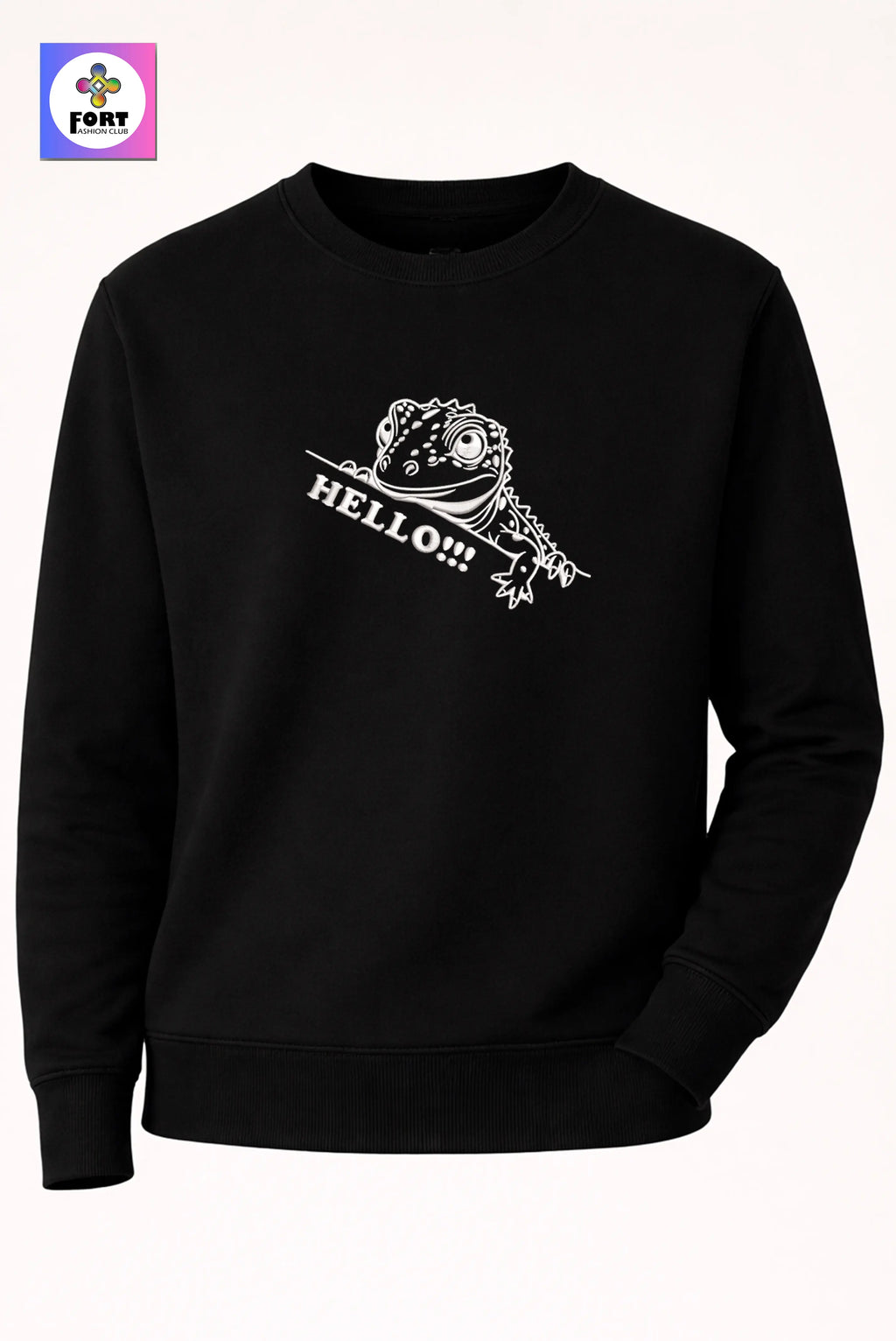 Crazy Embroidery Unisex Sweatshirt – Lizard
