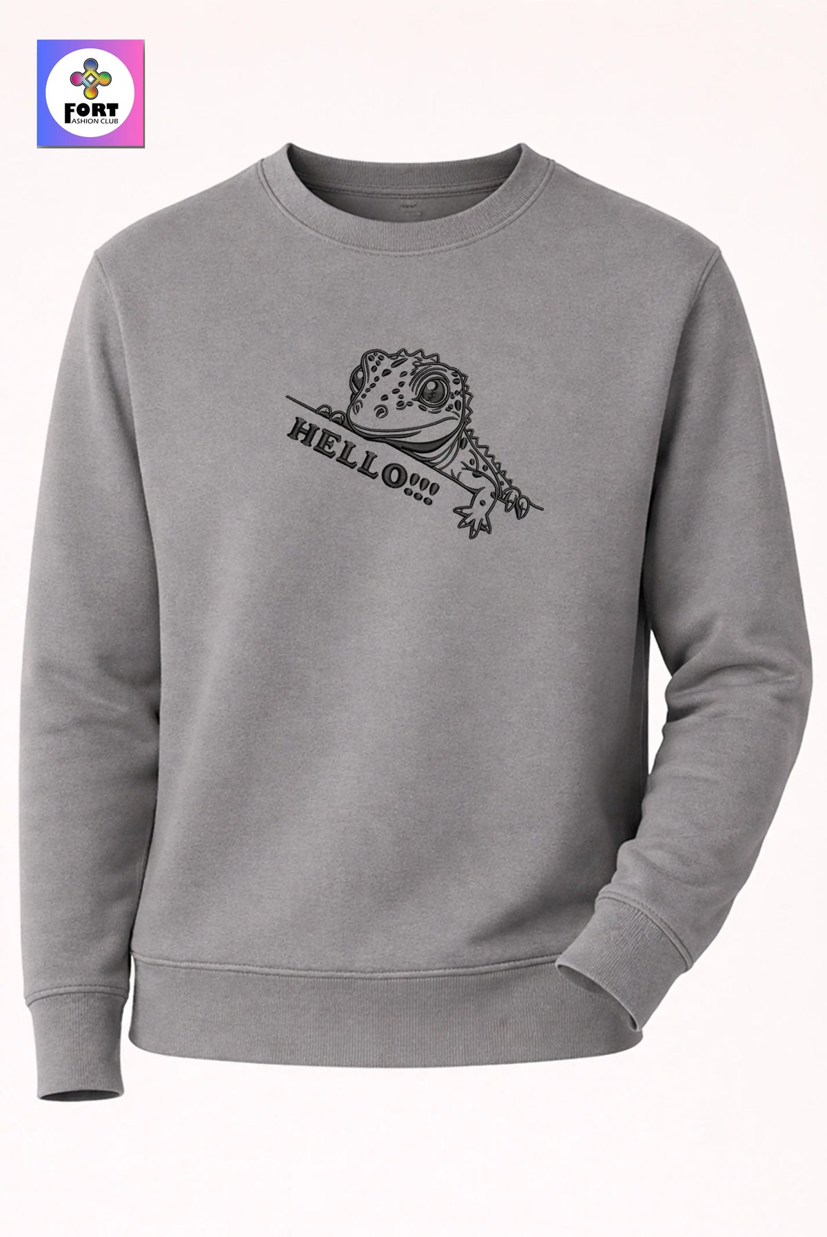 Crazy Embroidery Unisex Sweatshirt – Lizard