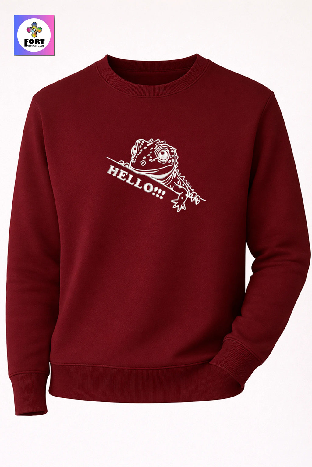 Crazy Embroidery Unisex Sweatshirt – Lizard