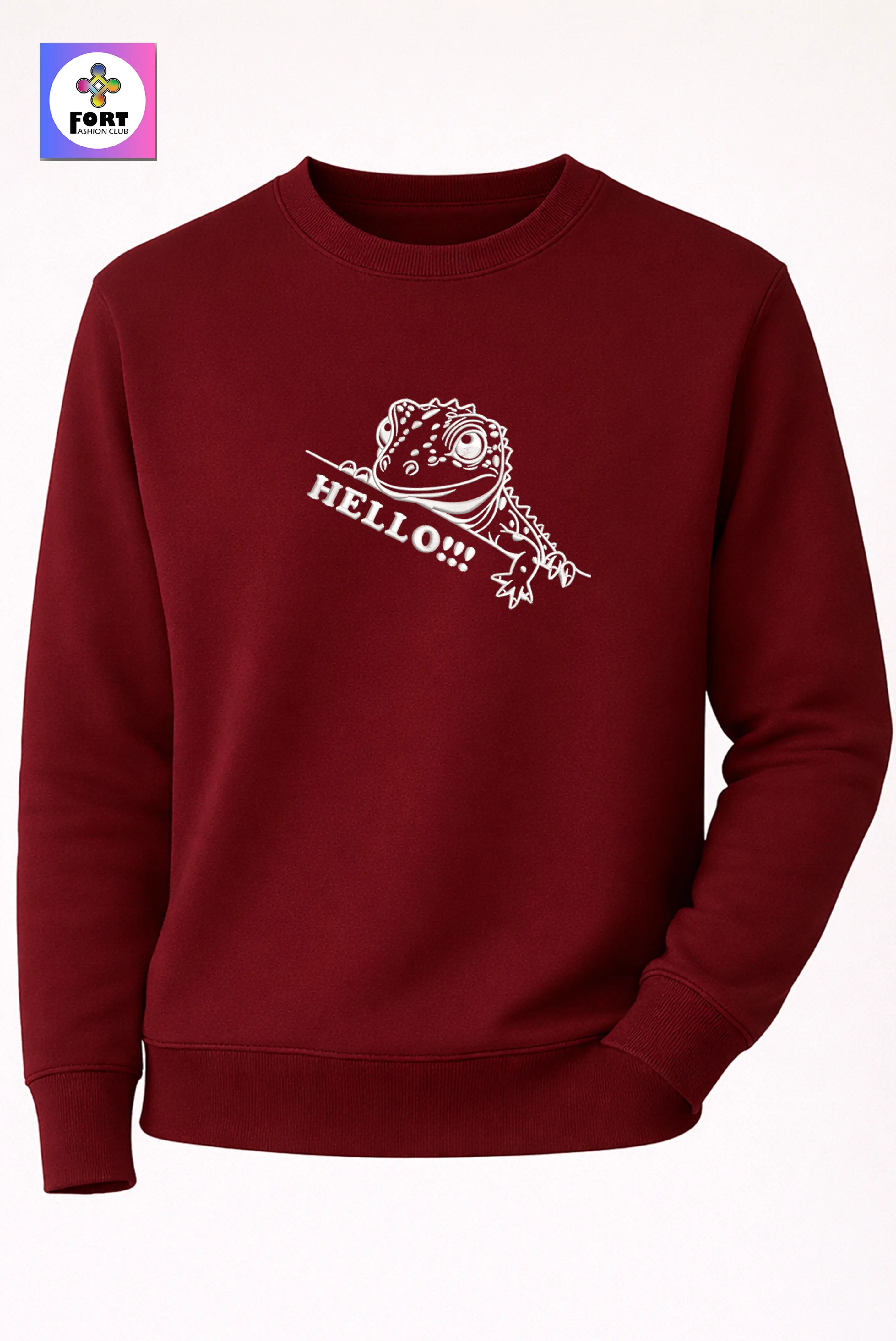 Crazy Embroidery Unisex Sweatshirt – Lizard