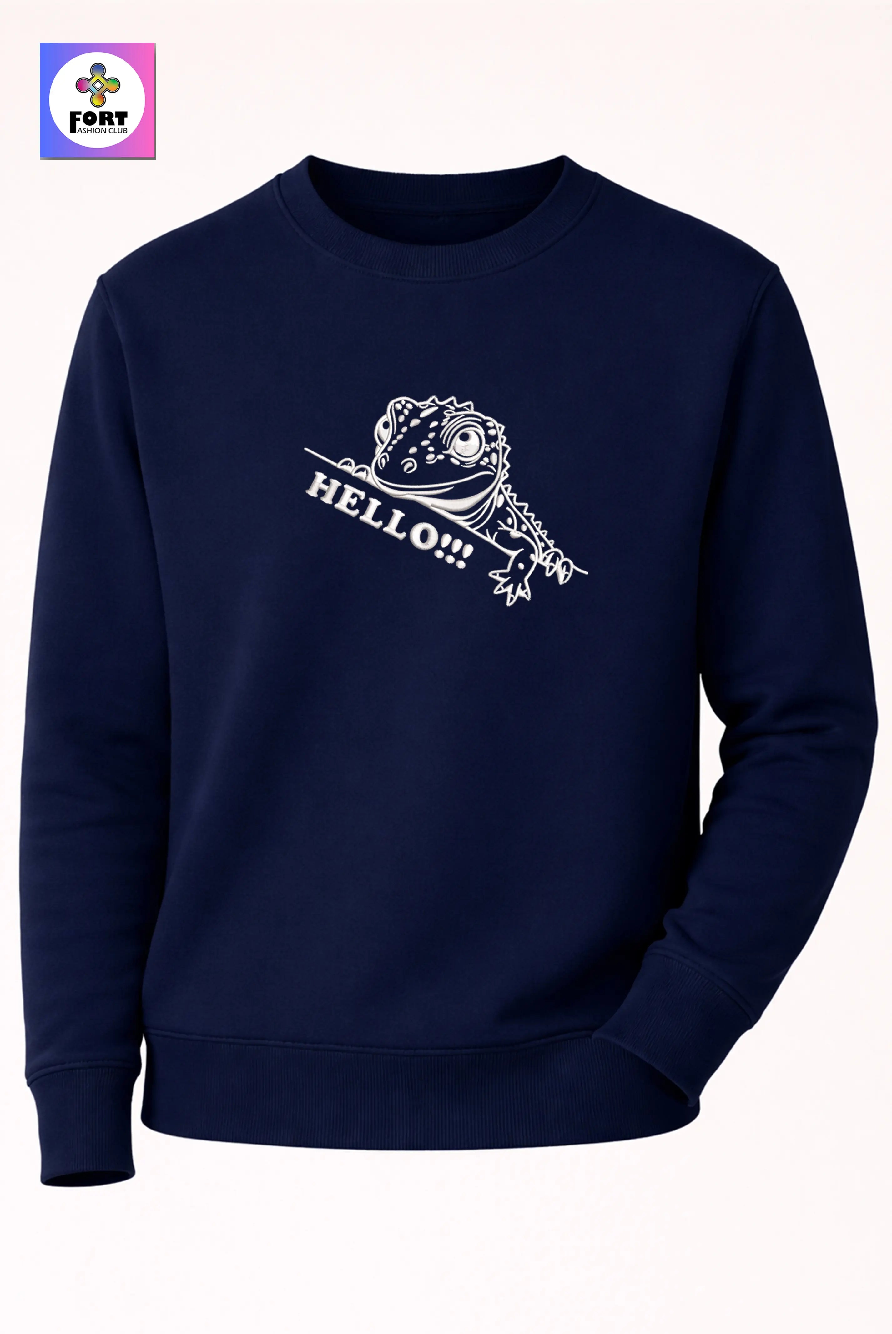 Crazy Embroidery Unisex Sweatshirt – Lizard