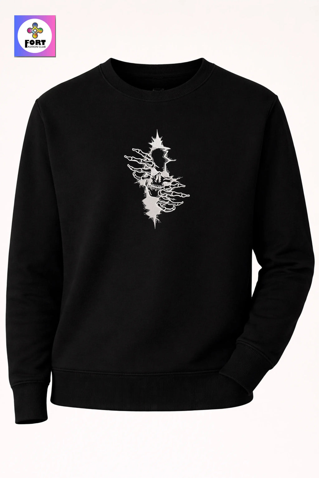 Crazy Embroidery Unisex Sweatshirt Arty Skull