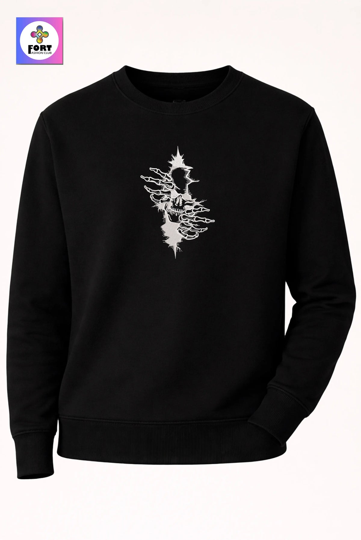 Crazy Embroidery Unisex Sweatshirt Arty Skull