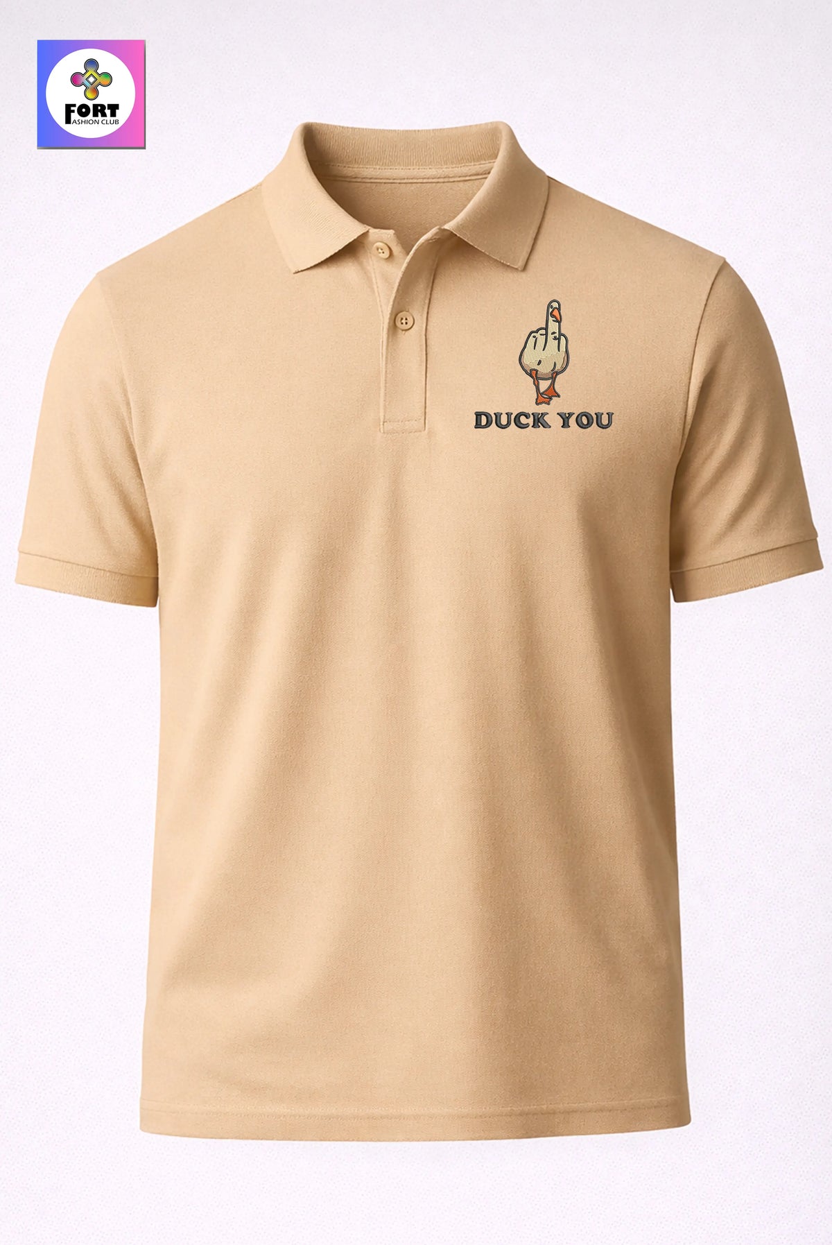Crazy Embroidery Unisex (Collar) Polo T-Shirt - Duck