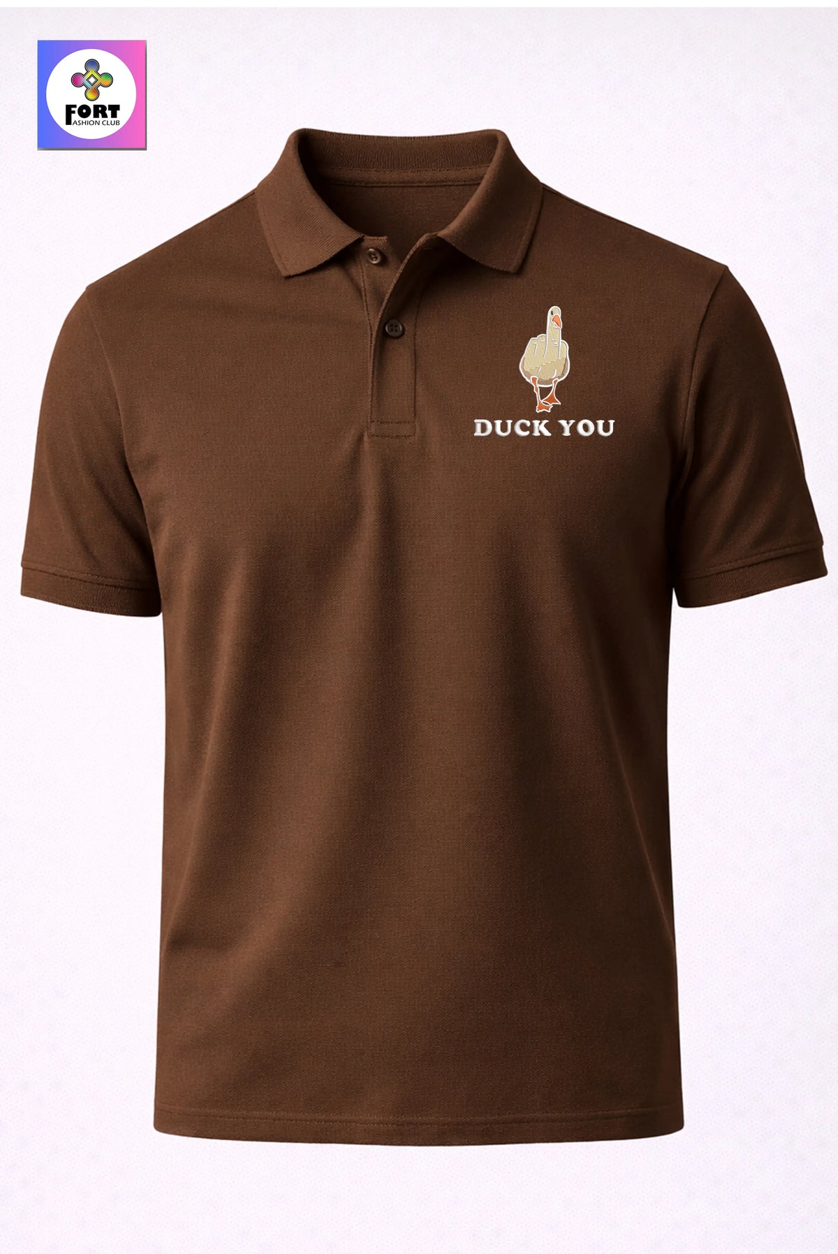 Crazy Embroidery Unisex (Collar) Polo T-Shirt - Duck