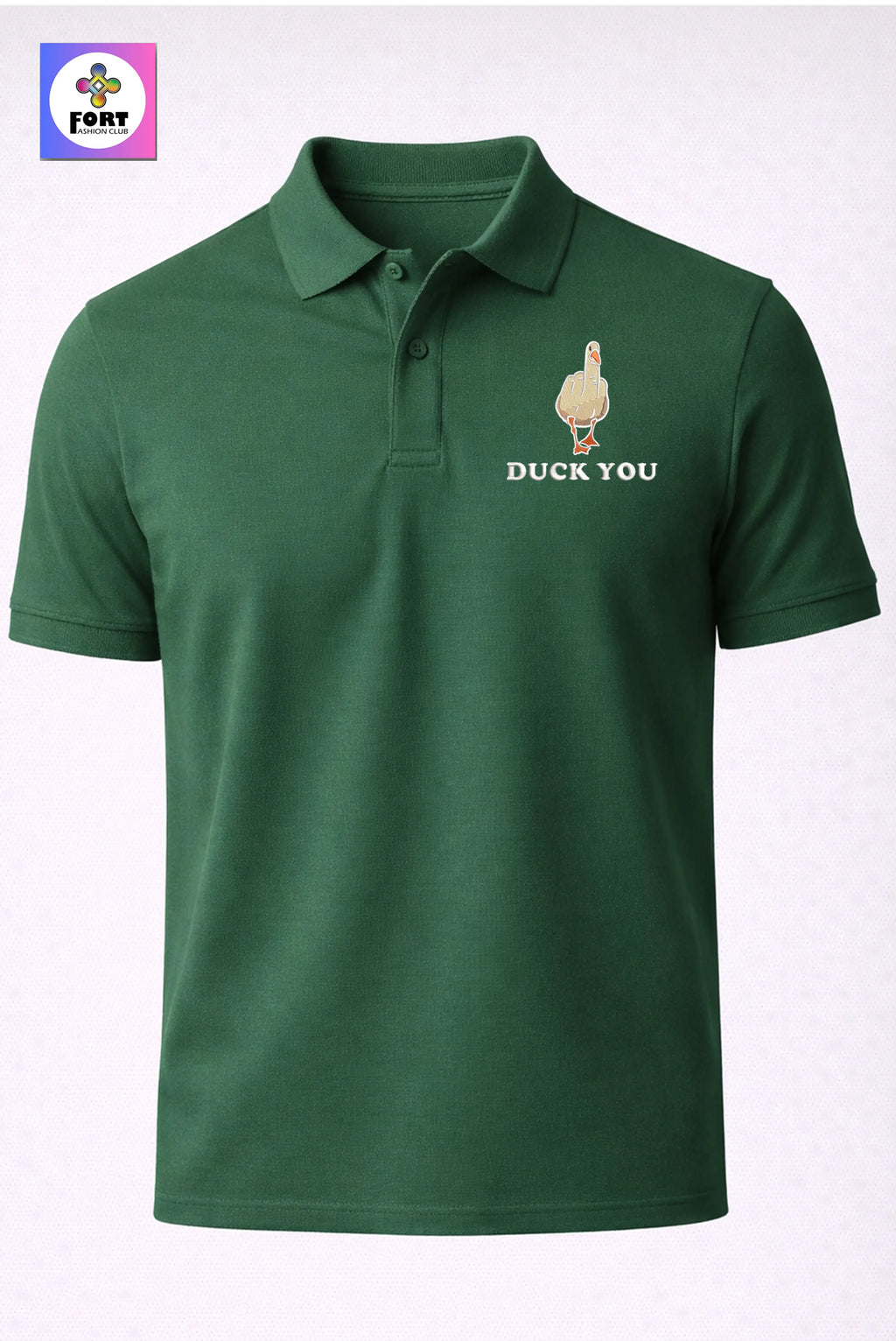 Crazy Embroidery Unisex (Collar) Polo T-Shirt - Duck