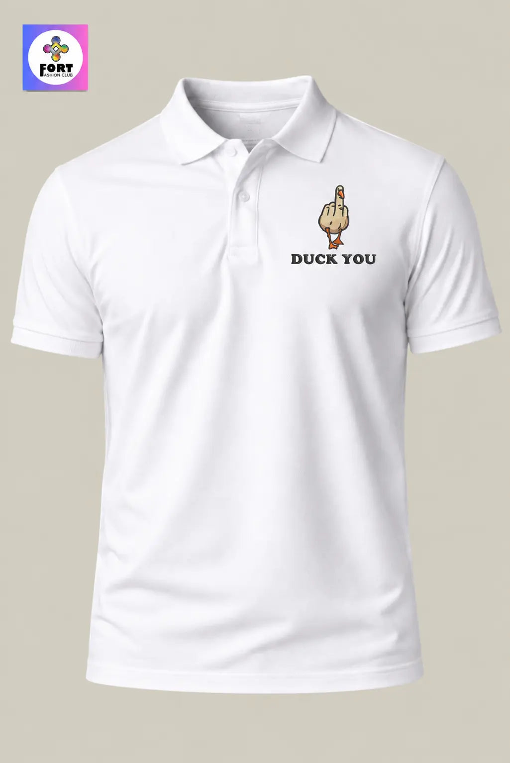 Crazy Embroidery Unisex (Collar) Polo T-Shirt - Duck