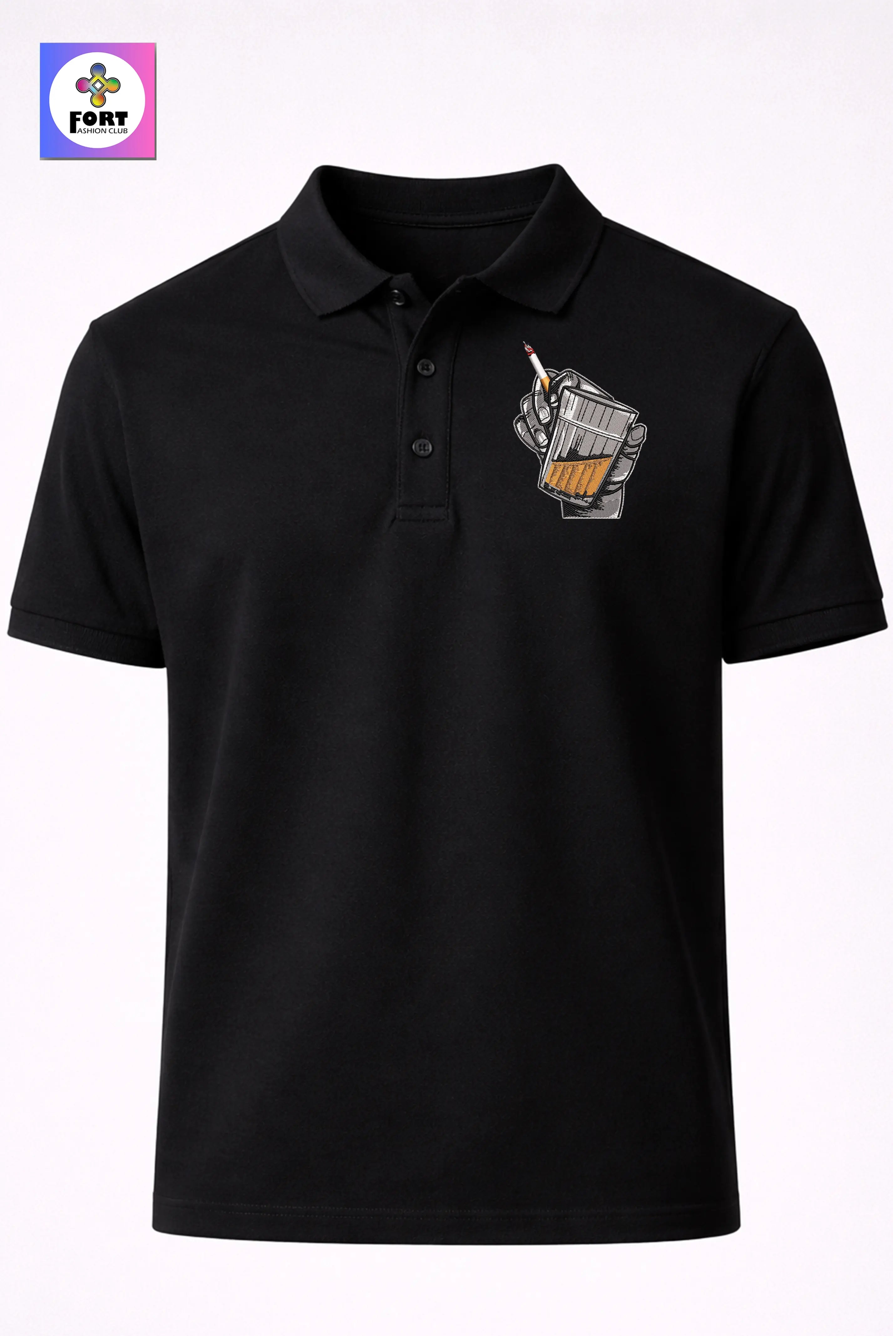 Crazy Embroidery Unisex (Collar) Polo T-Shirt Energy
