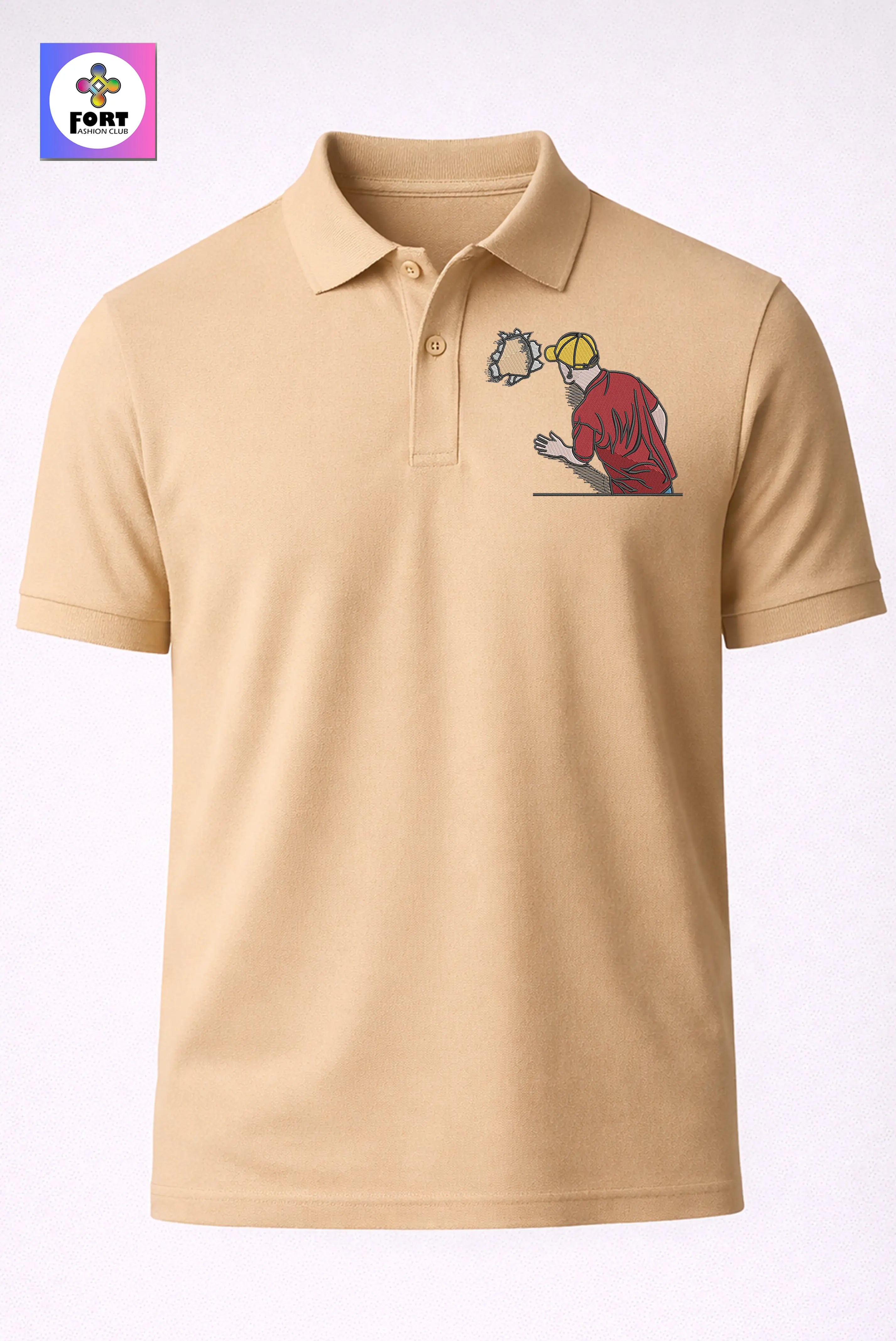 Crazy Embroidery Unisex (Collar) Polo T-Shirt Creative