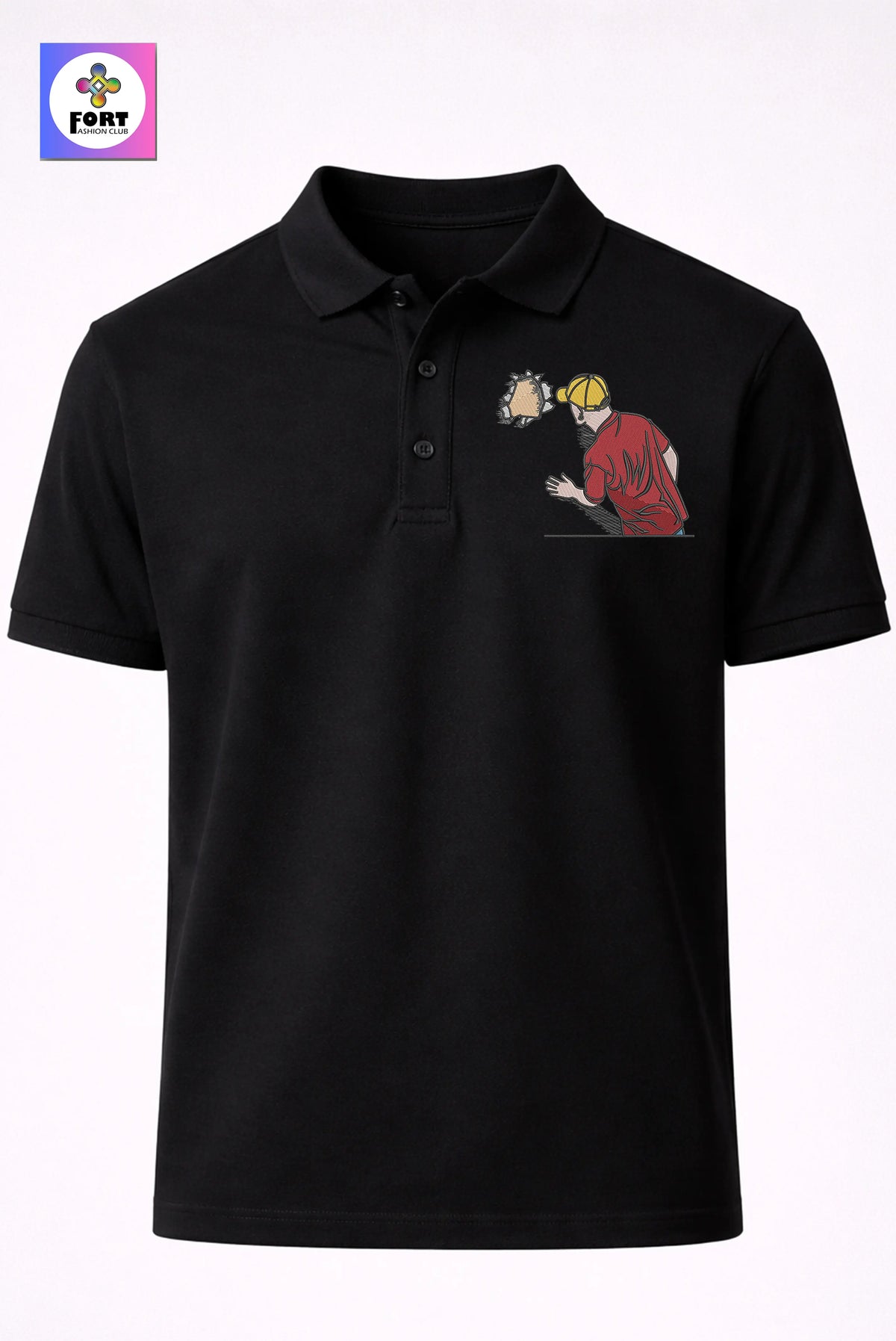 Crazy Embroidery Unisex (Collar) Polo T-Shirt Creative
