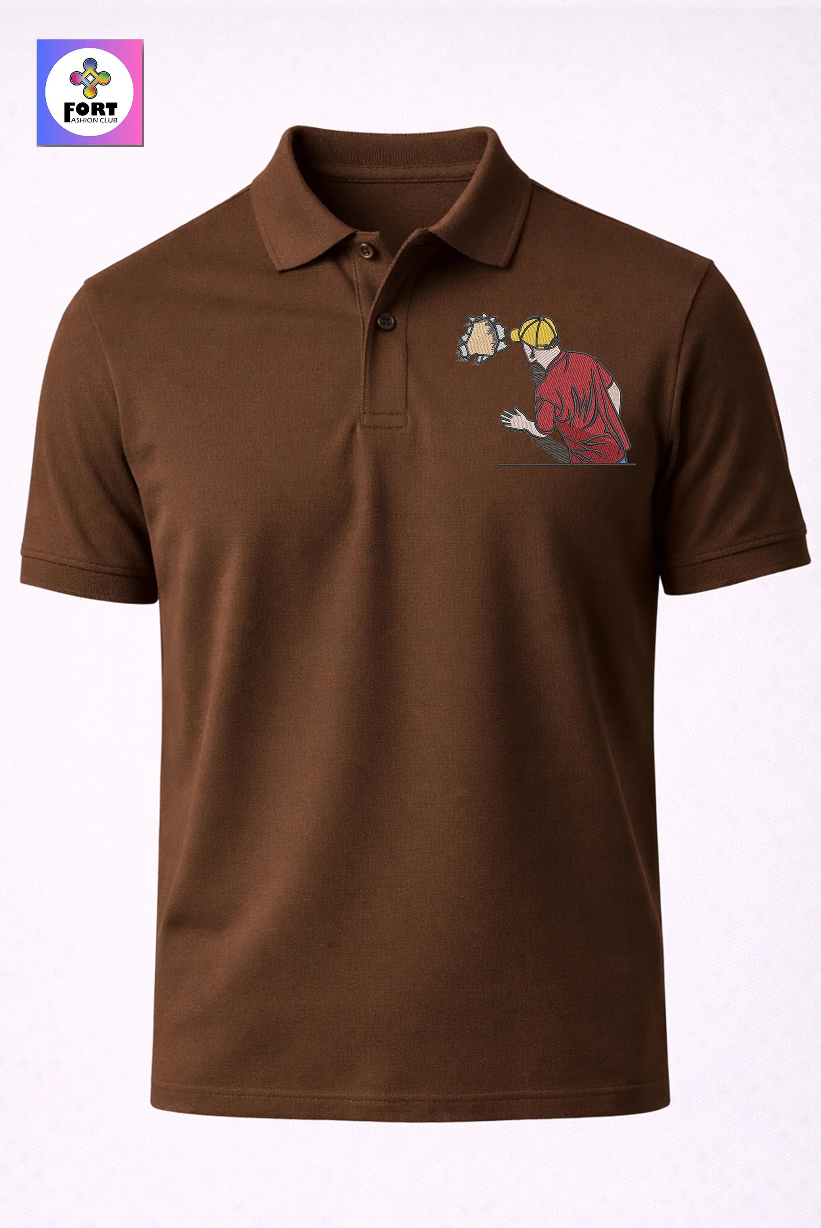 Crazy Embroidery Unisex (Collar) Polo T-Shirt Creative