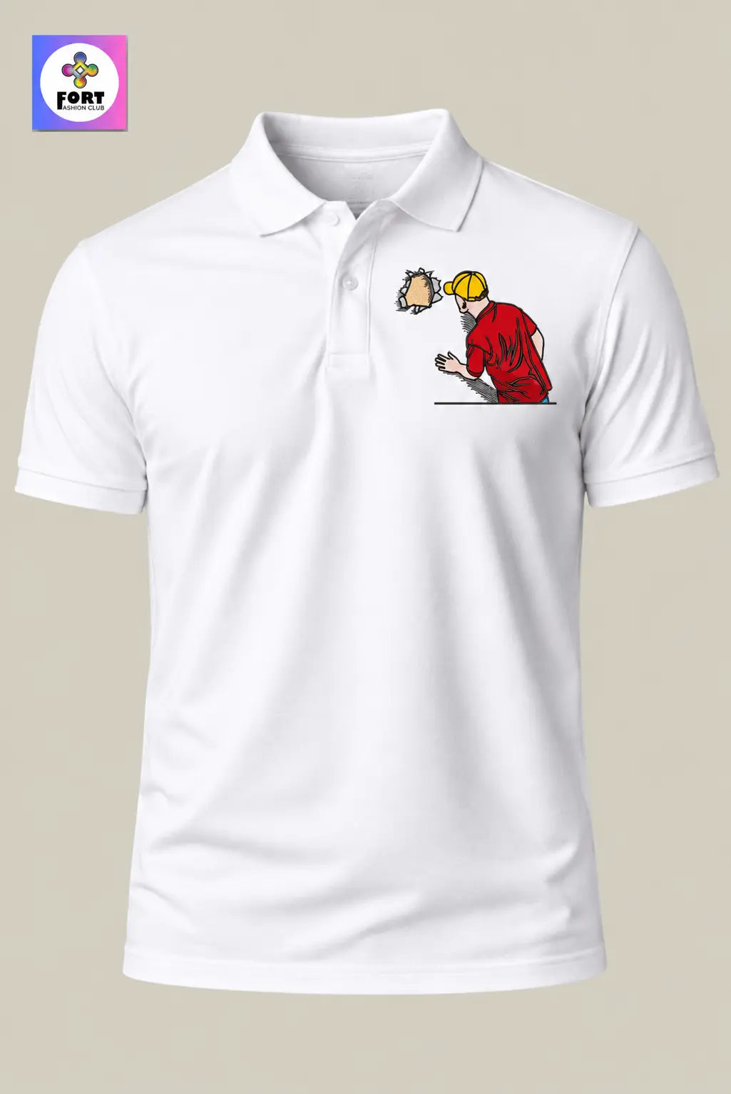 Crazy Embroidery Unisex (Collar) Polo T-Shirt Creative