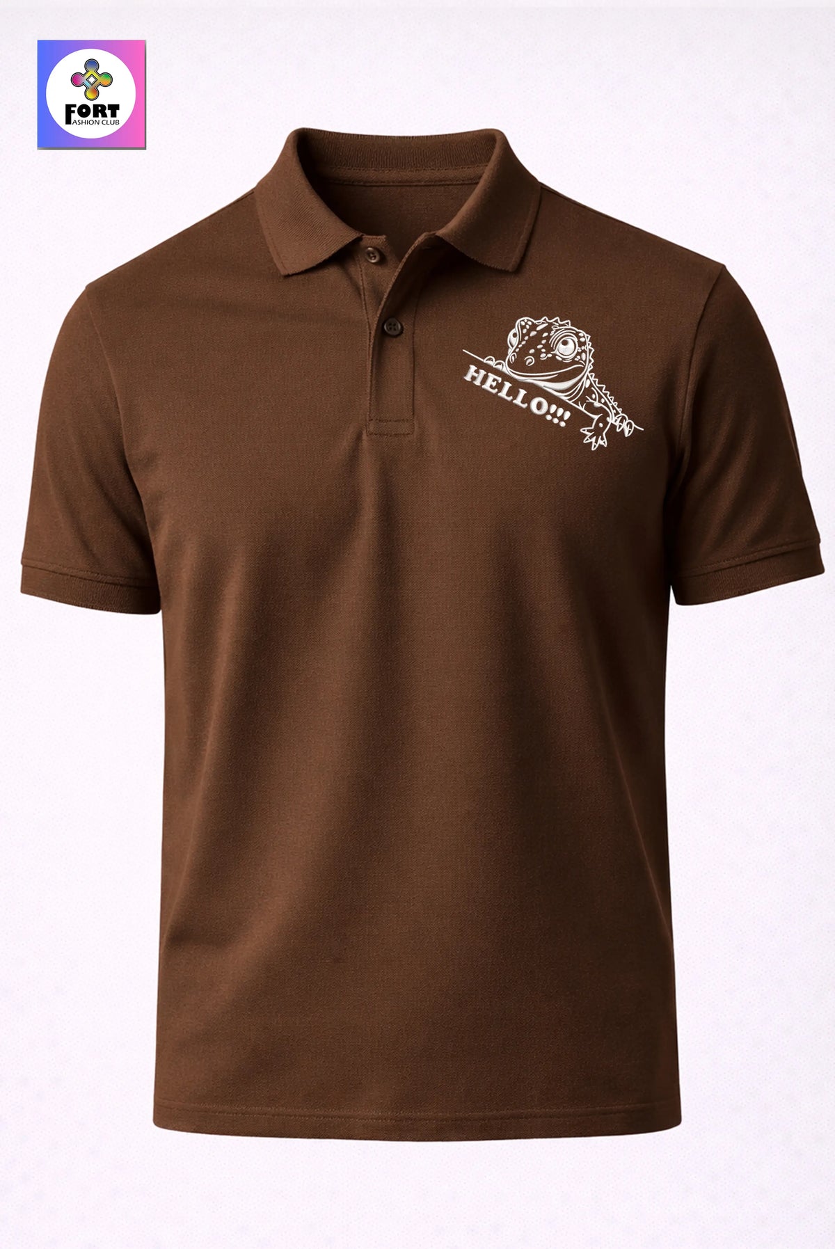 Crazy Embroidery Unisex (Collar) Polo T-Shirt - Lizard