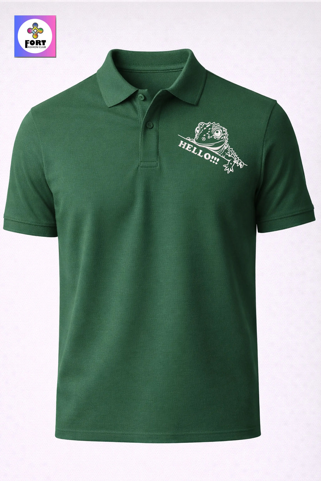 Crazy Embroidery Unisex (Collar) Polo T-Shirt - Lizard