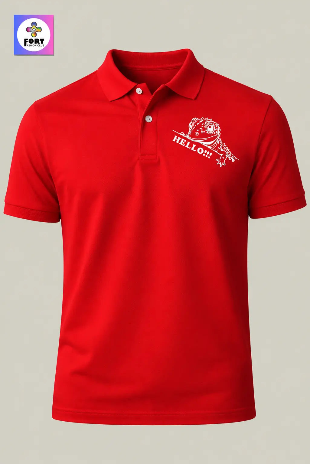 Crazy Embroidery Unisex (Collar) Polo T-Shirt - Lizard