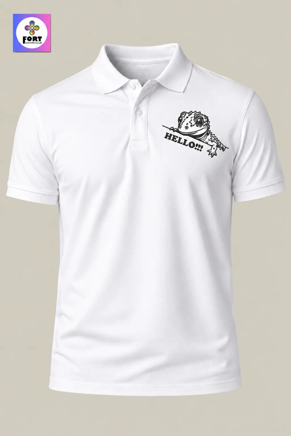 Crazy Embroidery Unisex (Collar) Polo T-Shirt - Lizard
