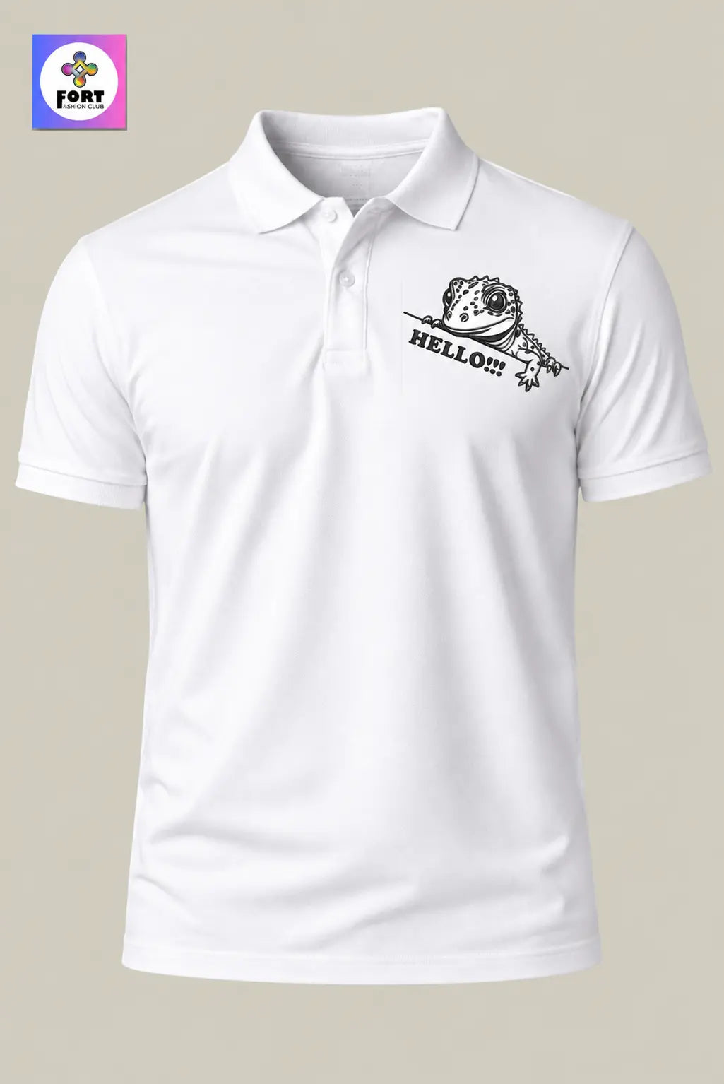 Crazy Embroidery Unisex (Collar) Polo T-Shirt - Lizard