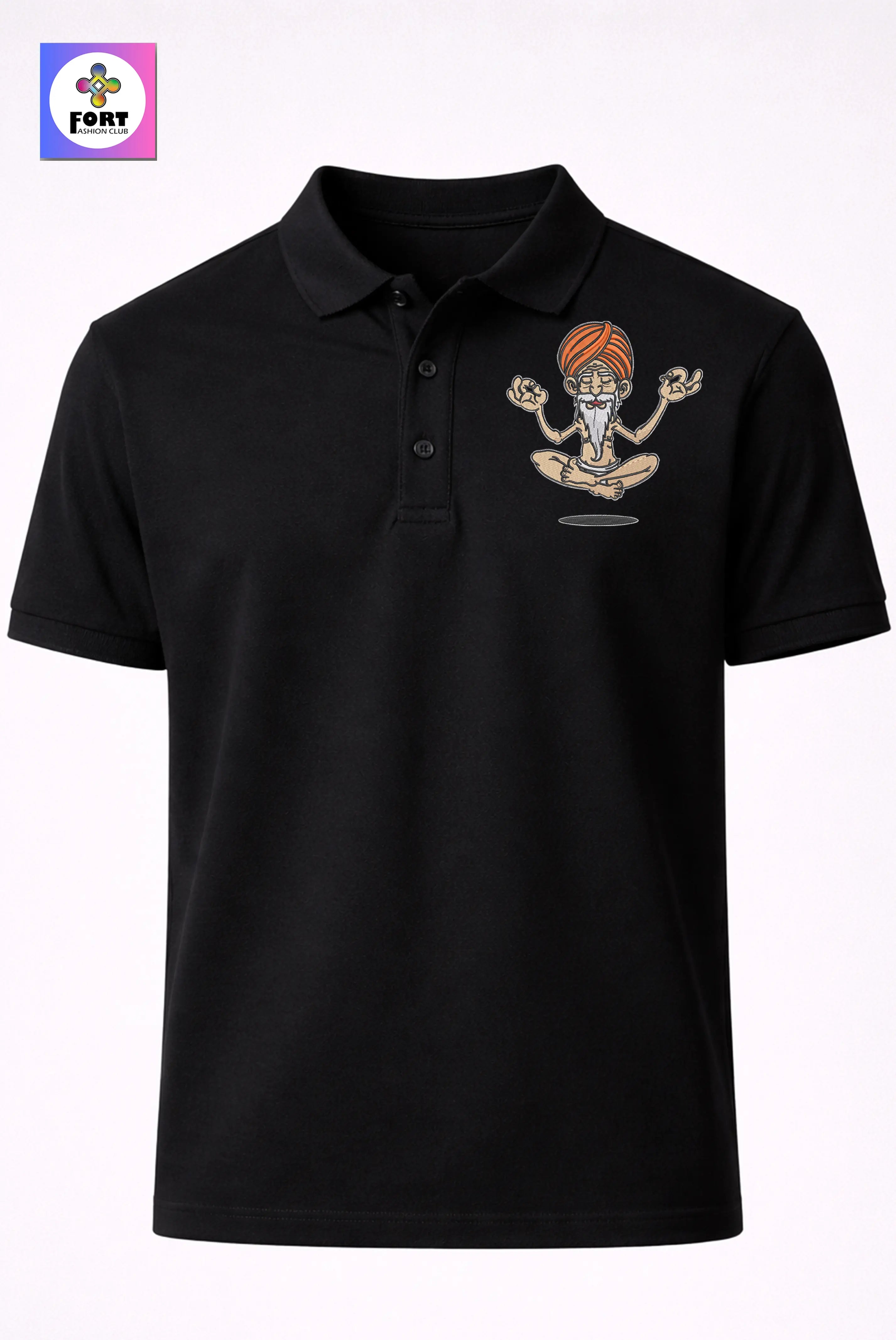 Crazy Embroidery Unisex (Collar) Polo T-Shirt Sb