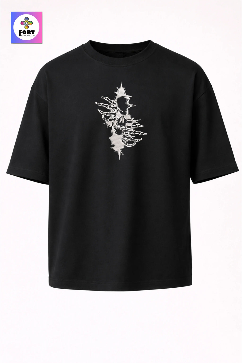 Crazy Embroidery Unisex Oversized T-Shirt (Drop Shoulder) – Arty Skull