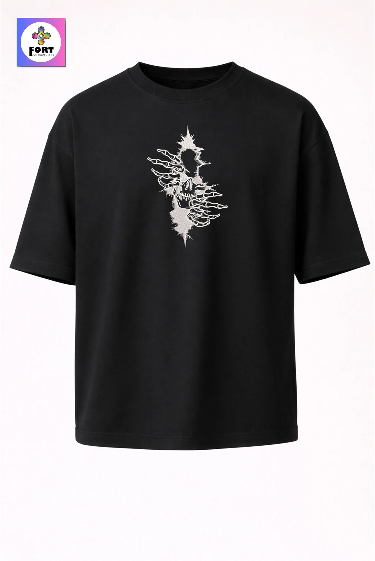 Crazy Embroidery Unisex Oversized T-Shirt (Drop Shoulder) – Arty Skull
