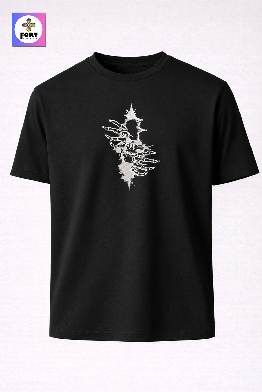 Crazy Embroidery Unisex T-Shirt – Arty Skull