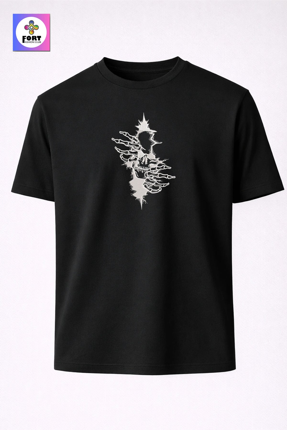 Crazy Embroidery Unisex T-Shirt – Arty Skull