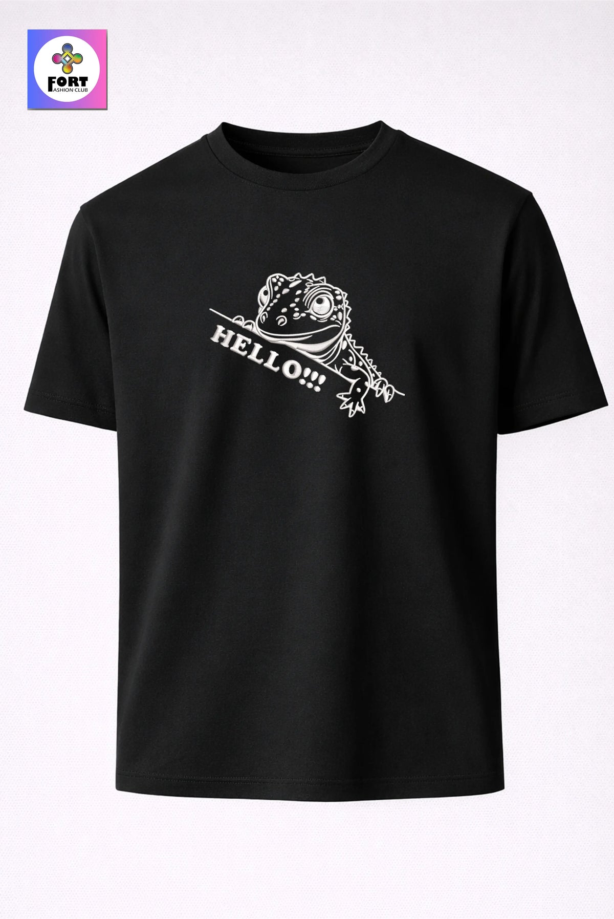 Crazy Embroidery Unisex T-Shirt – Lizard
