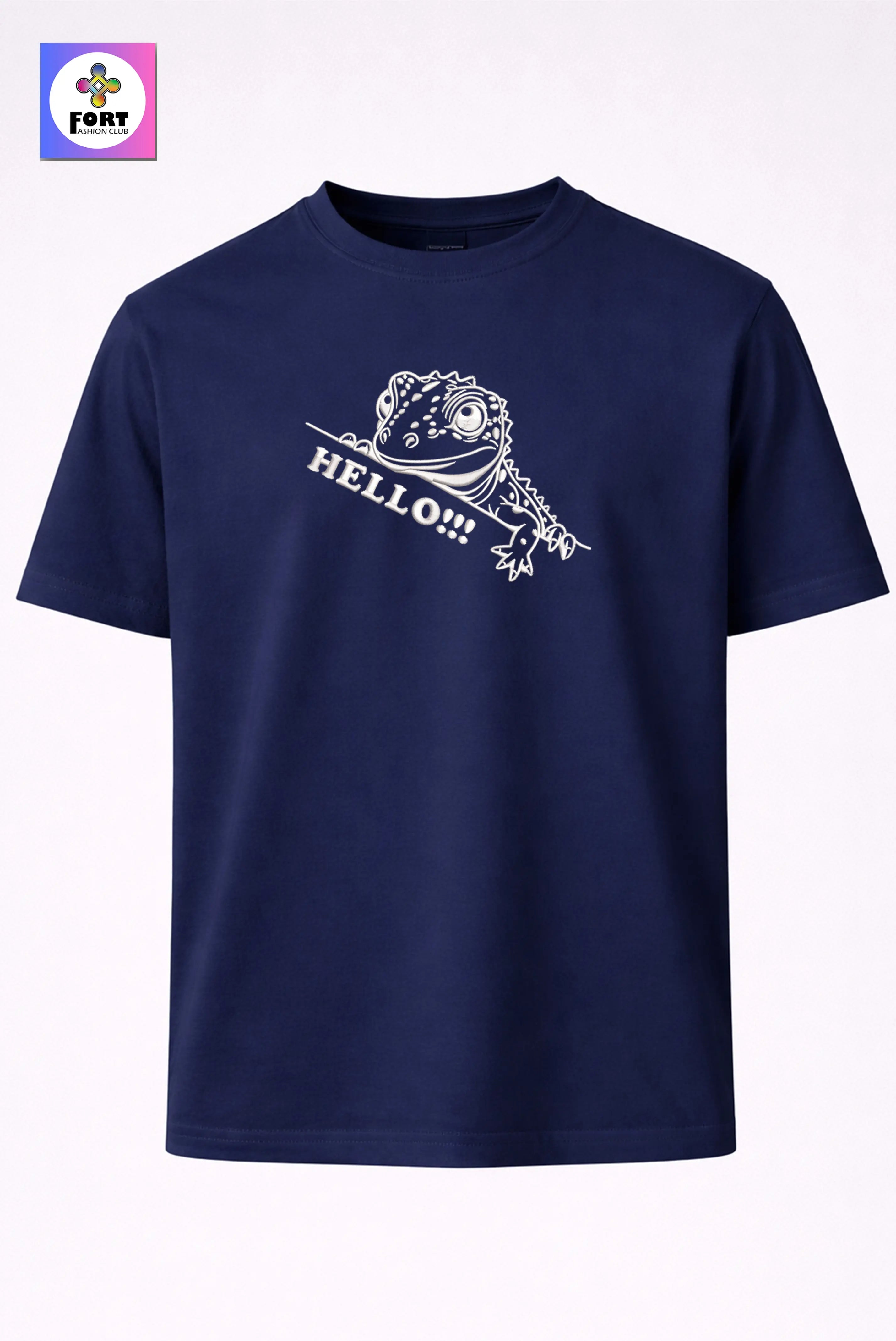 Crazy Embroidery Unisex T-Shirt – Lizard