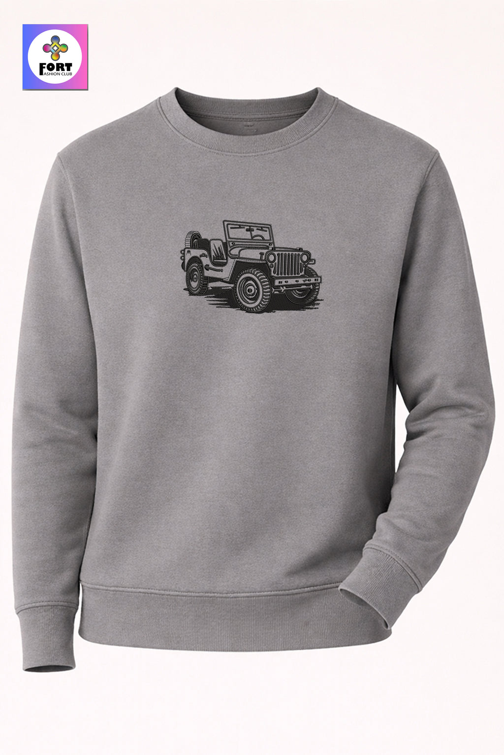Crazy Creative Embroidery Unisex Sweatshirt Jeep