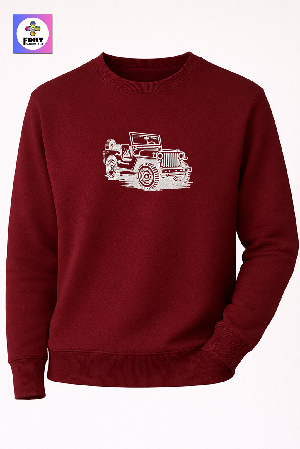 Crazy Creative Embroidery Unisex Sweatshirt Jeep