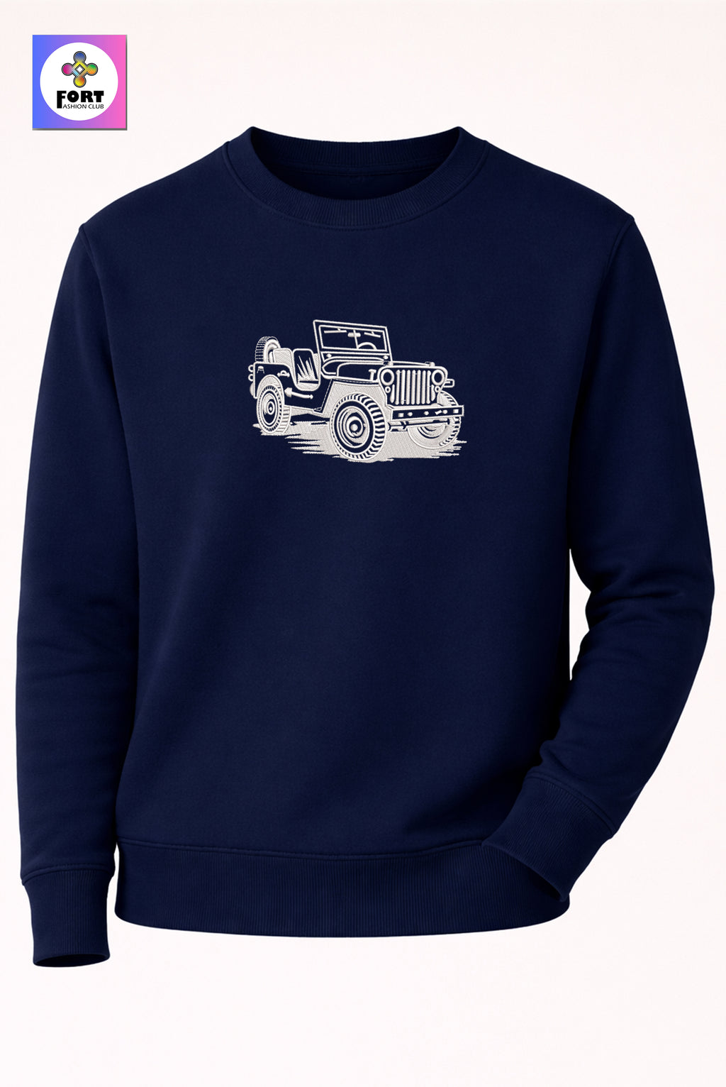 Crazy Creative Embroidery Unisex Sweatshirt Jeep