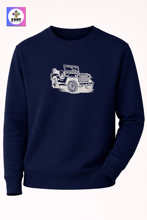 Crazy Creative Embroidery Unisex Sweatshirt Jeep